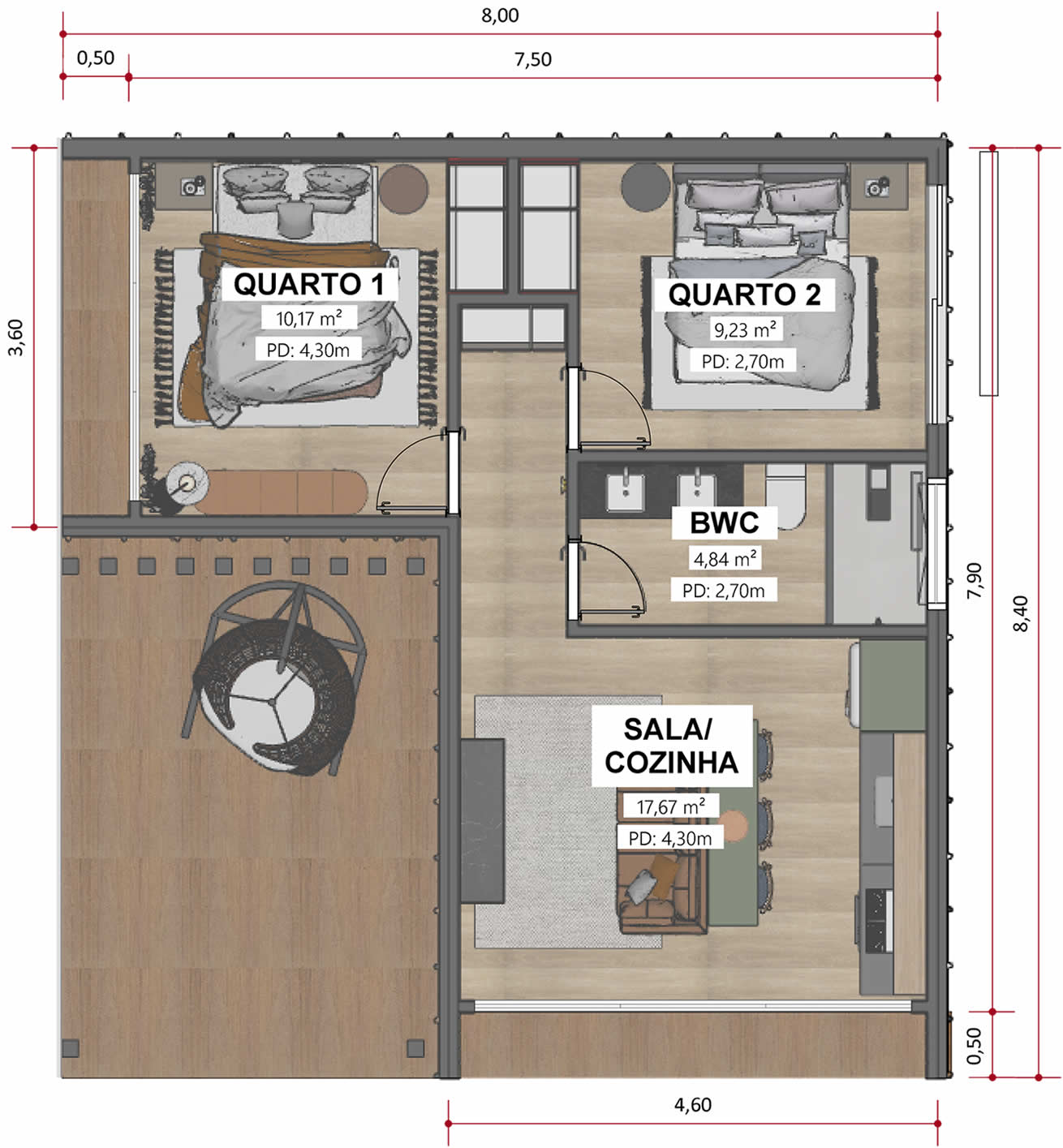 Planta da Casa Tramonto 1 - Atualle Modular