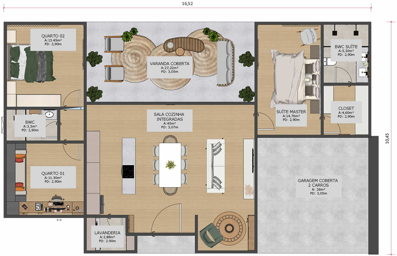 Planta da Casa Abbraccio - Atualle Modular